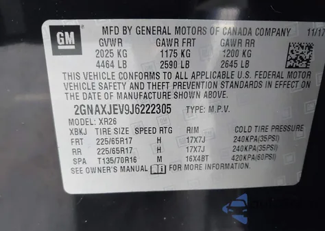 2018 Chevrolet Equinox Lt from USA, damaged, VIN 2GNAXJEV9J6222305
